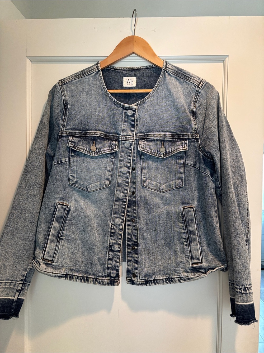 Wit & Wisdom Light Blue Collarless Denim Jacket